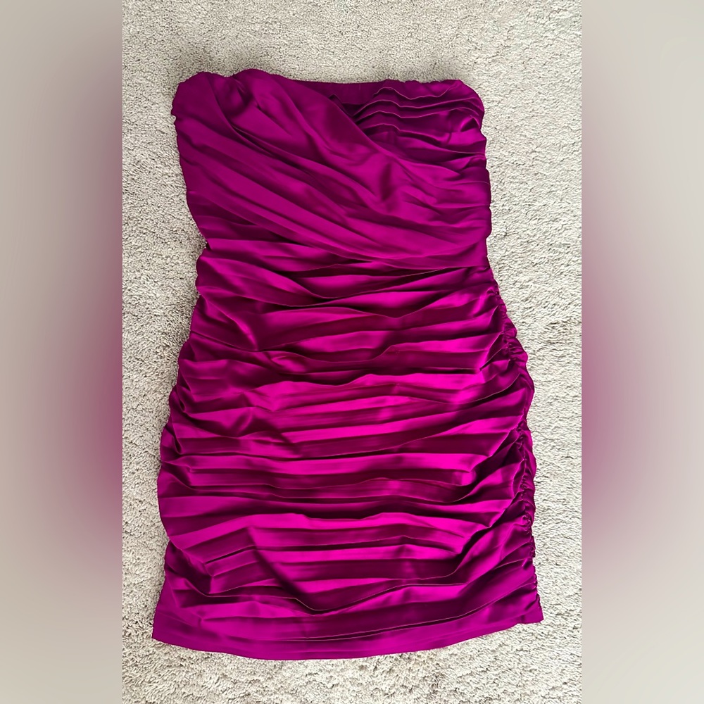 Magenta ruched bodycon dress from Express size 8